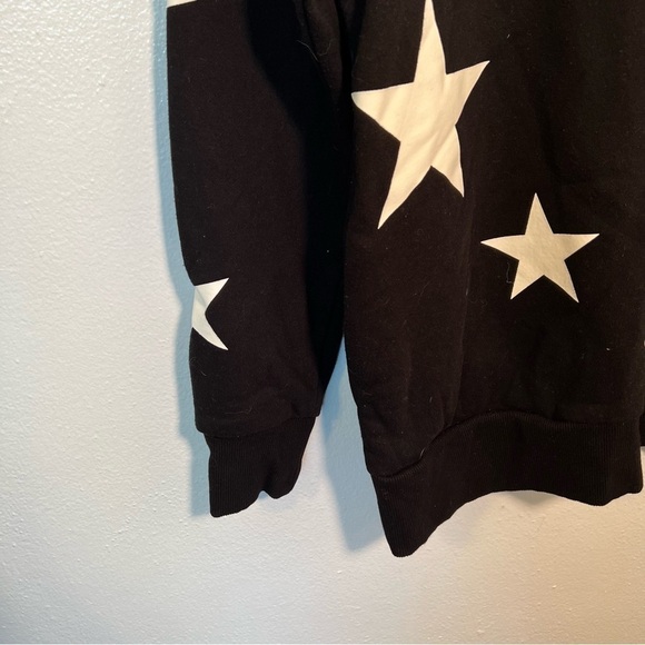 Zenana Star Print Hi-Low Sweatshirt Black White - Picture 5 of 11